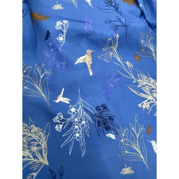 H & M Women's Blue Hummingbird Floral Print Pockets Skirt Back Zip Size 8 - Picture 14 of 15